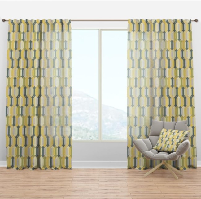 95-in Yellow Faux Linen Room Darkening Thermal Lined Rod Pocket Curtain Panel, (Set of 2)