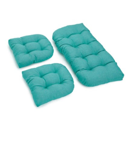 Blazing Needles U-Shaped Solid Spun Polyester Tufted Settee Cushion Set EJ873