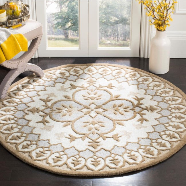 Bellagio Ivory/Dark Beige Round Area Rug srug127