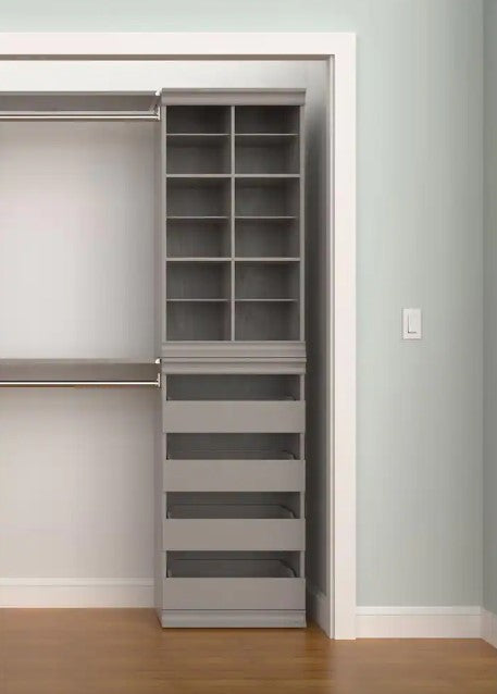21.39 in. W Smoky Taupe Modular Storage Stackable Unit with 4-Drawers