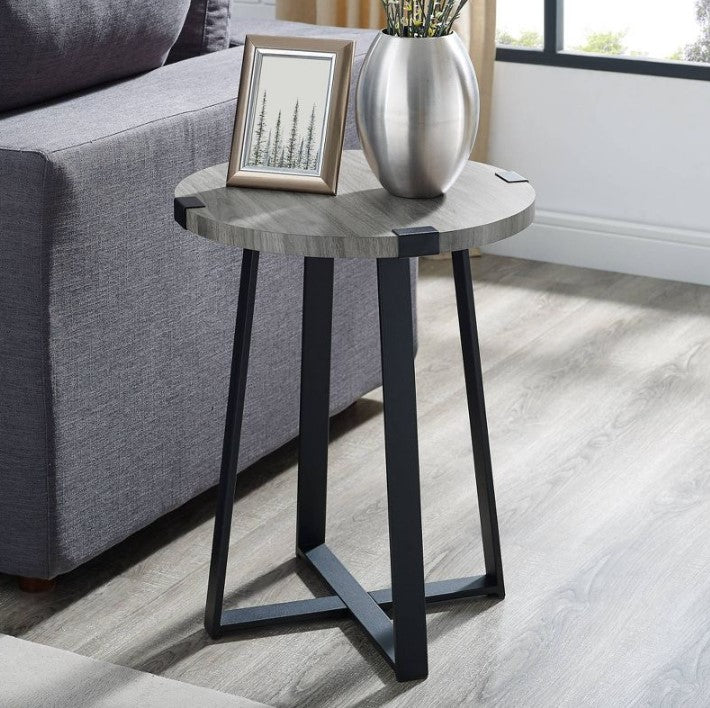 Wrightson Urban Industrial Faux Wrap Leg Round Side Table