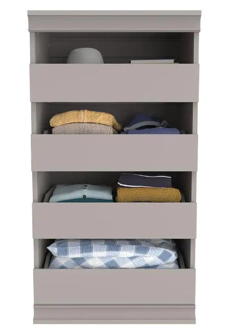 21.39 in. W Smoky Taupe Modular Storage Stackable Unit with 4-Drawers