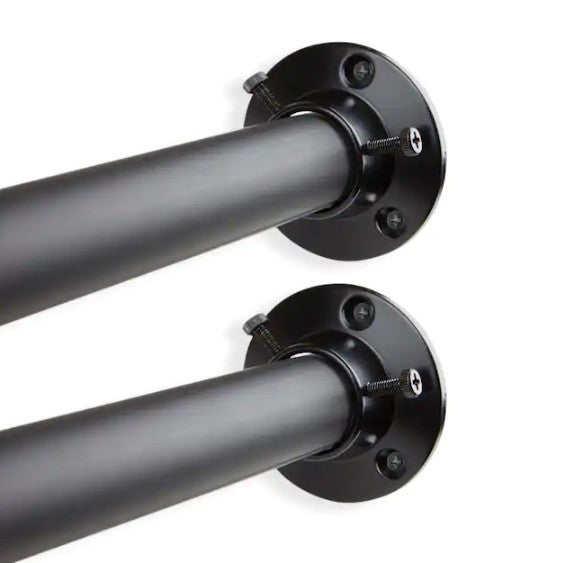 48 in. - 84 in. Curtain Rod in Black, (Set of 2)