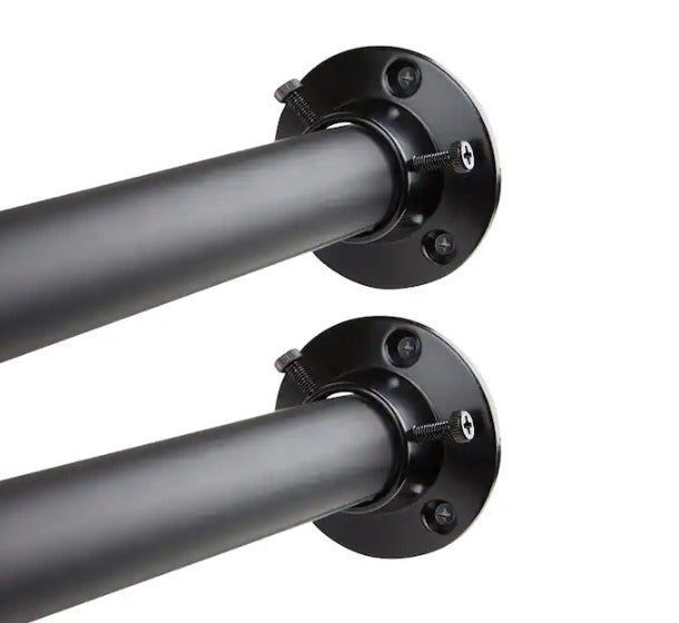48 in. - 84 in. Curtain Rod in Black, (Set of 2)