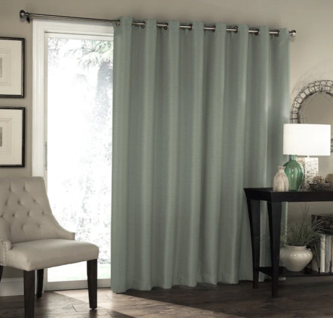 100-in Celadon Polyester Room Darkening Standard Lined Rod Pocket Single Curtain Panel