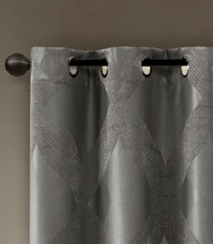 Bentley Ogee Knitted Jacquard Total Blackout Panel in Charcoal, 50×108"