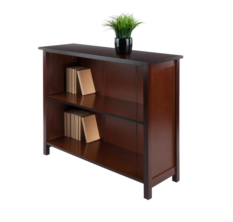 Winsome Wood  Milan Antique Walnut 2-Shelf Bookcase (39-in W x 30-in H x 13-in D)