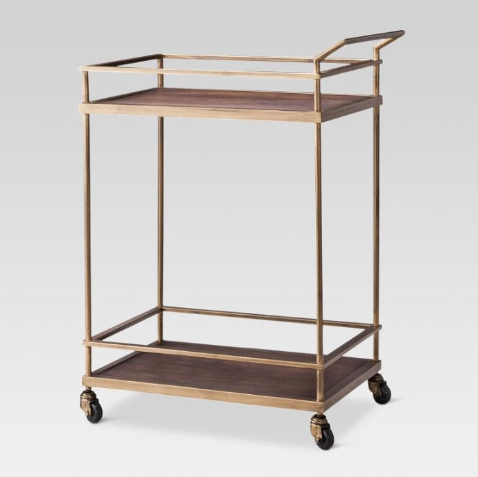 Wood & Gold Finish Bar Cart