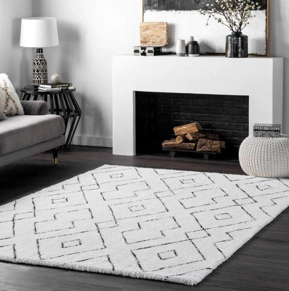 Beaulah Modern Geometric Shag Area Rug, DRug308-B2-S3