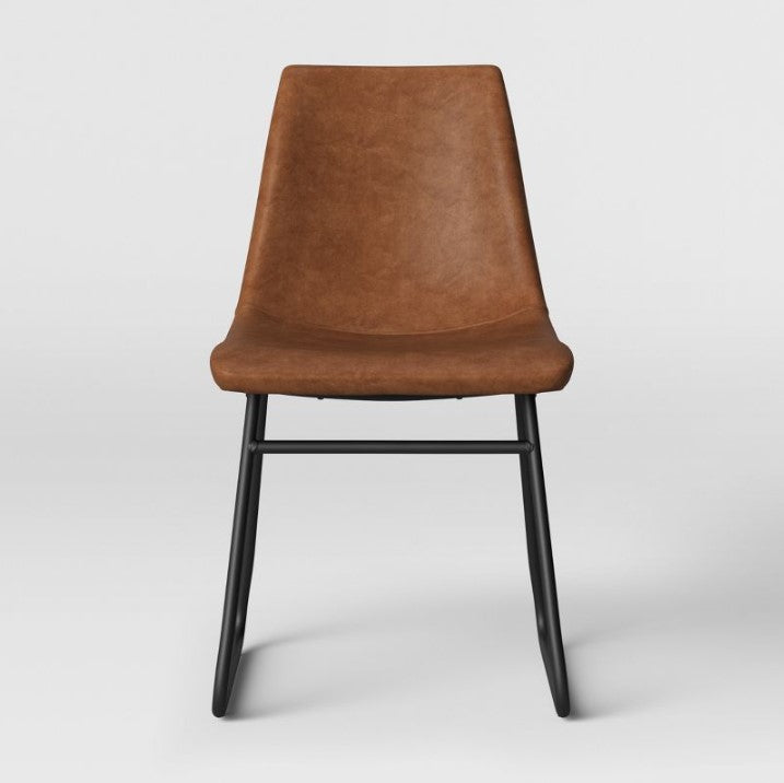 Bowden Faux Leather and Metal Dining Chair, (Set of 4)