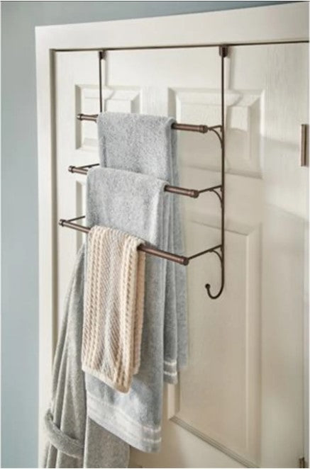 18-11/16 Inch Wide Over-the-Door Triple Bar Towel Rack