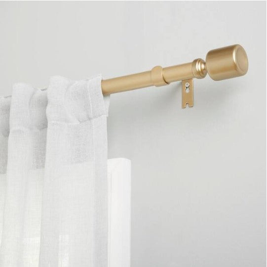 36 in. - 72 in. Adjustable Length 1 in. Dia Single Curtain Rod Kit in Gold with Rino Finial