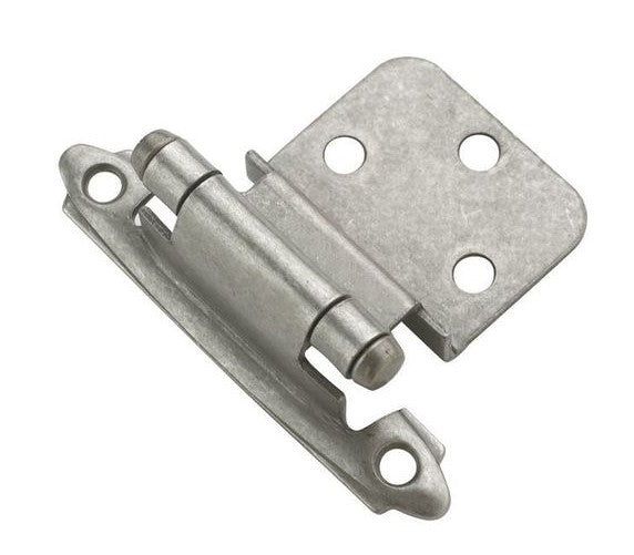 3/4in (10 mm) Inset Self Closing Face Mount Cabinet Hinge Weathered Nickel Finish - Pair, (Set of 20)