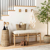 Emery Wood and Upholstered Bench with Straps Natural
