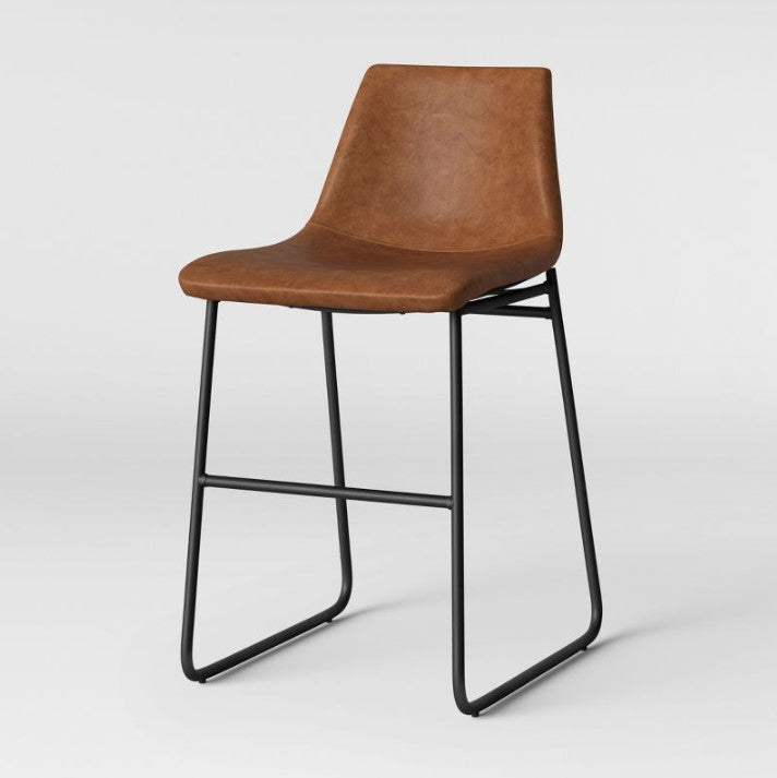 Bowden Upholstered Molded Faux Leather Counter Height Barstool
