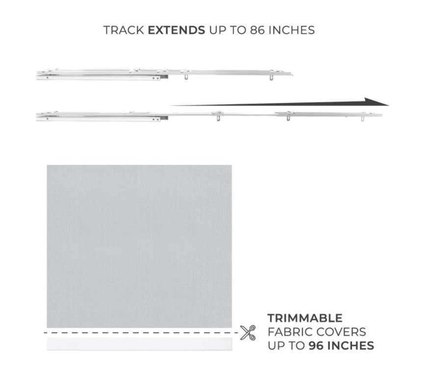 Skyrise Cut-to-Size Grey Light Filtering Adjustable Sliding Panel Track Blind w/ 23 in. Slats Up to 86 in. W x 96 in. L - K8499