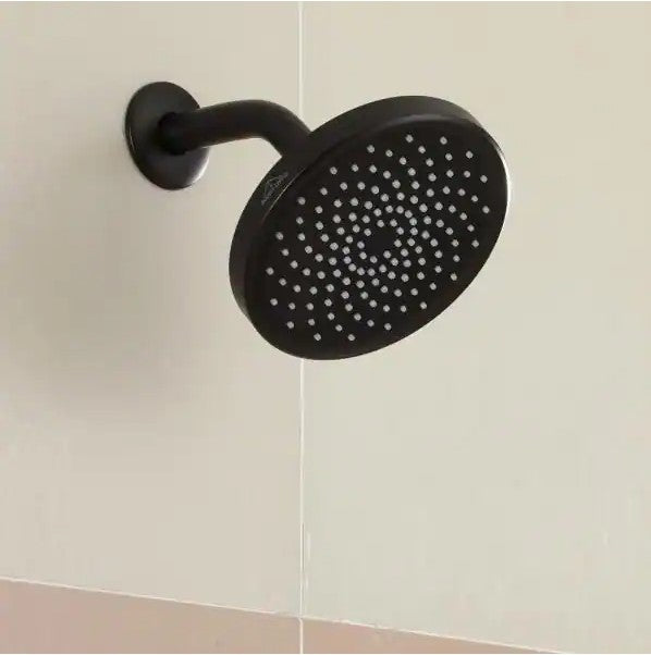 1-Spray Patterns 6 in. H Single Wall Mount Fixed Shower Head in Matte Black