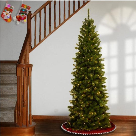 6 ft. North Valley Spruce Pencil Slim Artificial Christmas Tree with Clear Lights