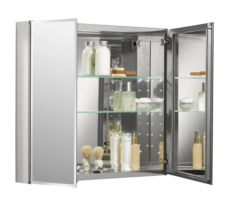 30" x 26" Double Door Reversible Hinge Frameless Mirrored Medicine Cabinet