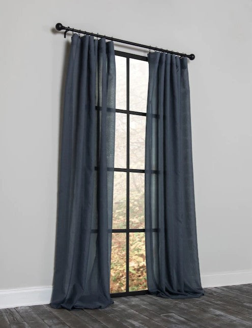 96-in Graphite Polyester Sheer Rod Pocket Curtain Panel, (Set of 2)