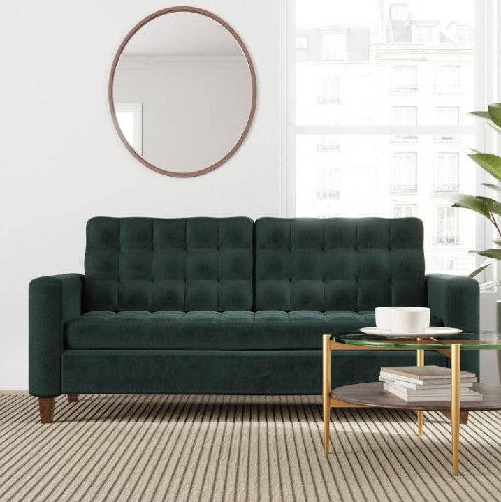 76” Brynn Upholstered Square Arm Sofa with Buttonless Tufting