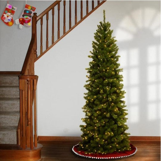 6 ft. North Valley Spruce Pencil Slim Artificial Christmas Tree with Clear Lights