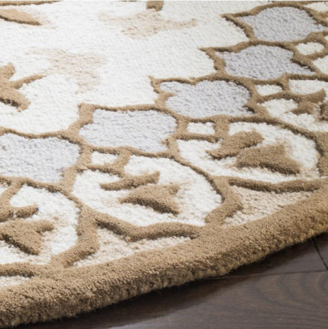 Bellagio Ivory/Dark Beige Round Area Rug srug127