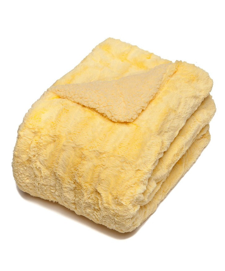60" x 70"  Yellow Deco Faux Fur Throw