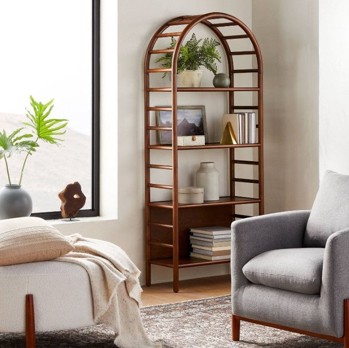 72" Holladay Curved Wooden Bookcase