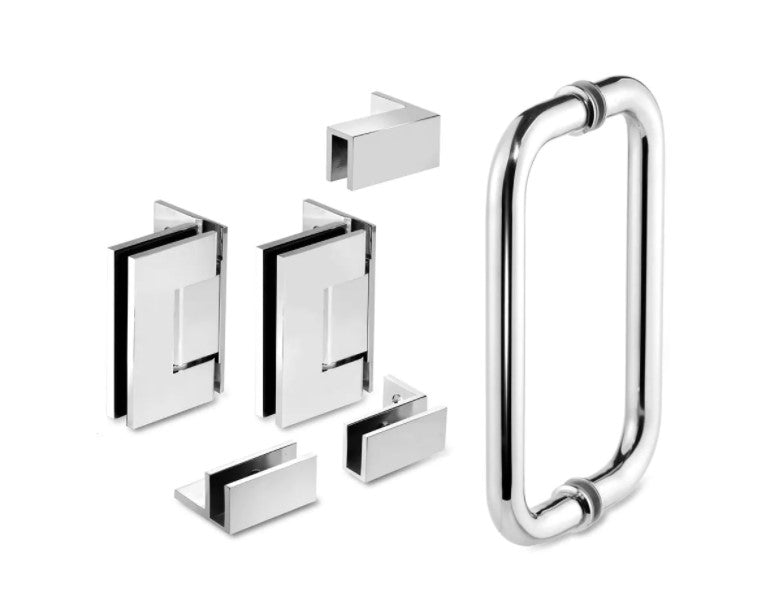 57.75 in. x 80 in. Frameless Hinged Reversible Shower Door and Panel in Chrome pt570