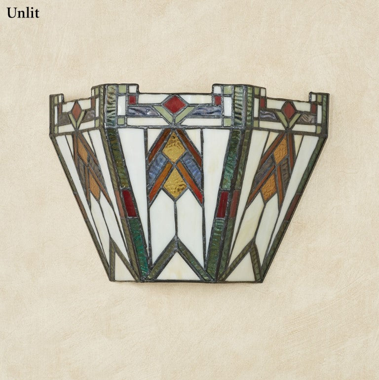 Barstow Stained Glass Wireless LED Wall Sconce with Remote