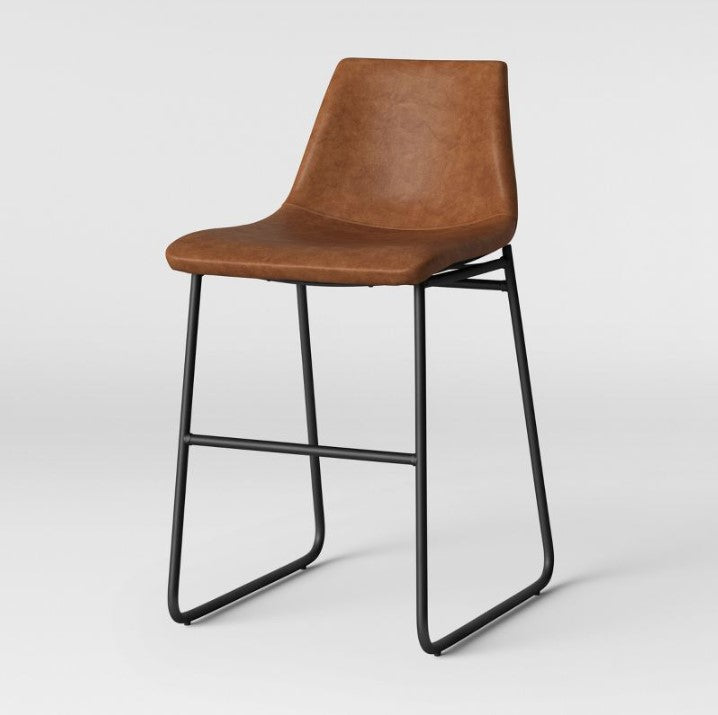 Bowden Upholstered Molded Faux Leather Counter Height Barstool
