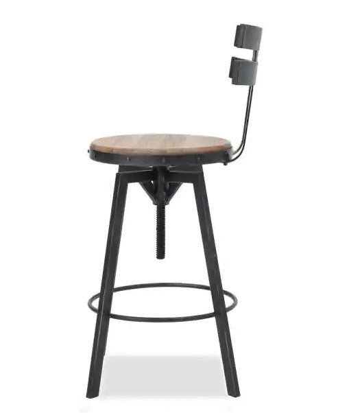 Black Brushed Silver Adjustable Bar Stool