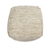 Abella Handcrafted Boho Large Fabric Rectangular Pouf Ivory/Beige