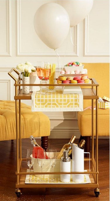 Wood & Gold Finish Bar Cart