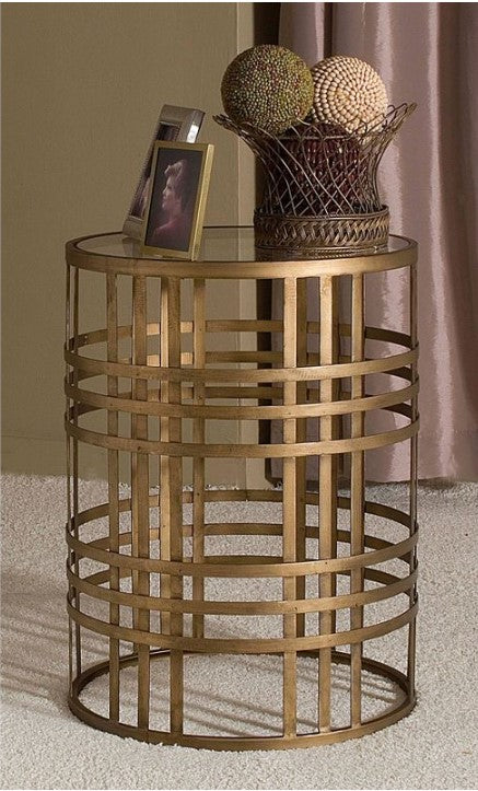 Woven Brass Side Table Brass