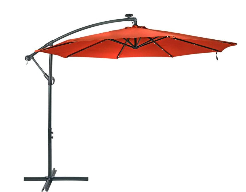10 ft. Steel Cantilever Solar Patio Umbrella in Burnt Orange K8550
