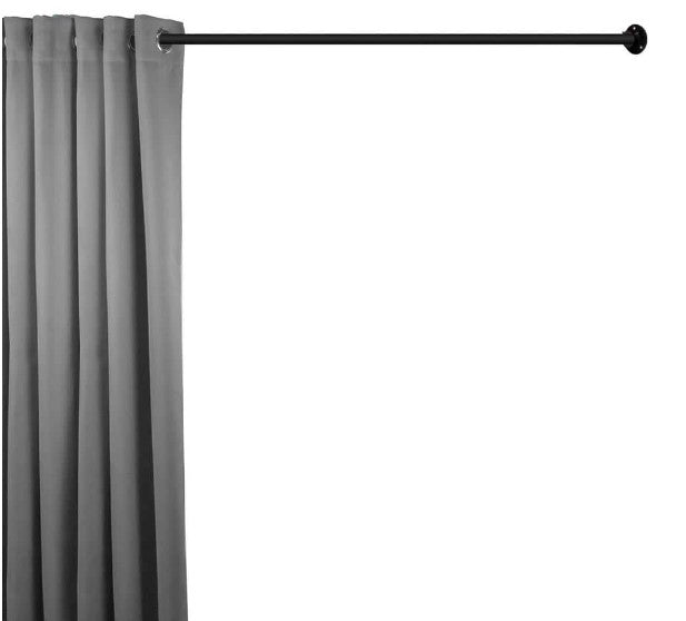 48 in. - 84 in. Single Curtain Rod in Black