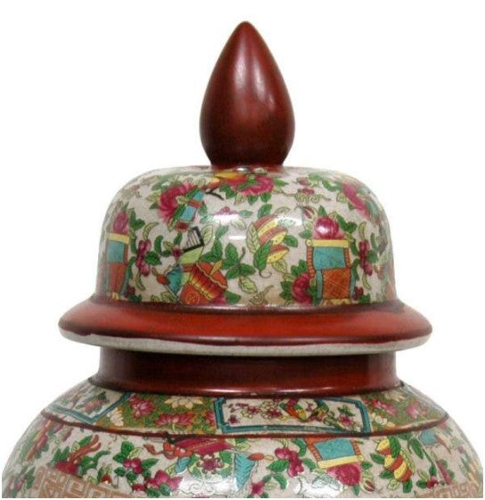 18 in. Porcelain Decorative Vase in Red