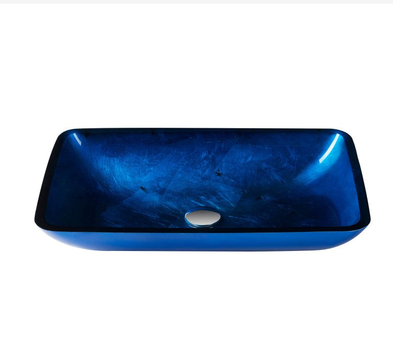 21-7/8" Irruption Blue Glass Vessel Bathroom Sink Only