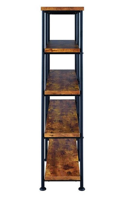 63" Industrial Metal Frame 4 Shelves Wooden Bookcase Brown/Black