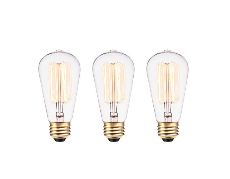 60W Vintage Edison S60 Squirrel Cage Incandescent Filament Light Bulb (3-Pack)