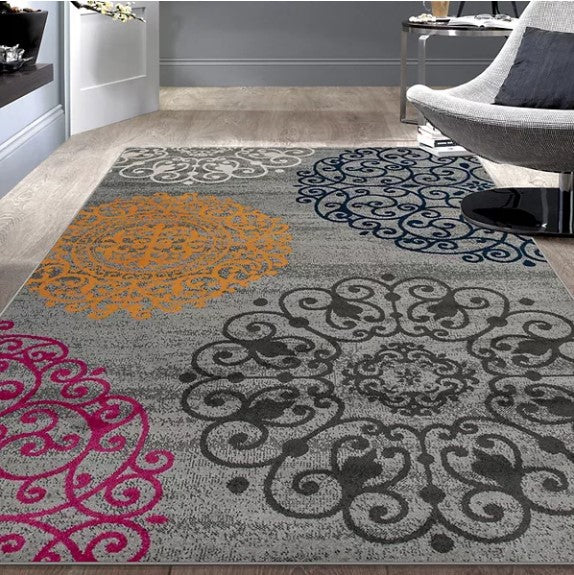 World Rug Gallery Toscana Contemporary Modern Floral Rug, DRug234-B2-S1