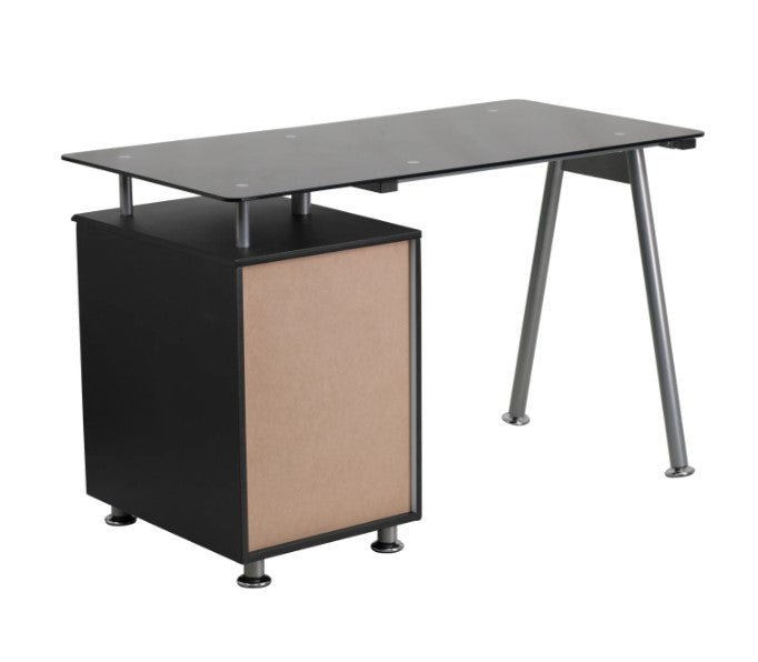 47-1/4 Inch Wide Metal Framed Glass Top Computer Desk