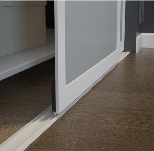 3-Lite Indoor Studio MDF Wood with Vinyl Frame and Frosted Glass Sliding Closet Door EJ819