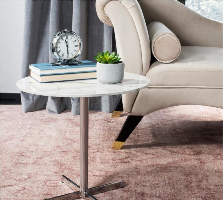 Winnie White Marble and Chrome Side Table K8319