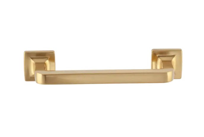Boise 3-1/2-in Center to Center Satin Brass Square Bar Drawer Pulls, (Set of 10)