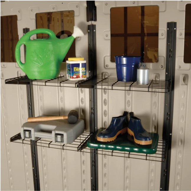 Black Powder-Coated Metal Storage Shed Shelf