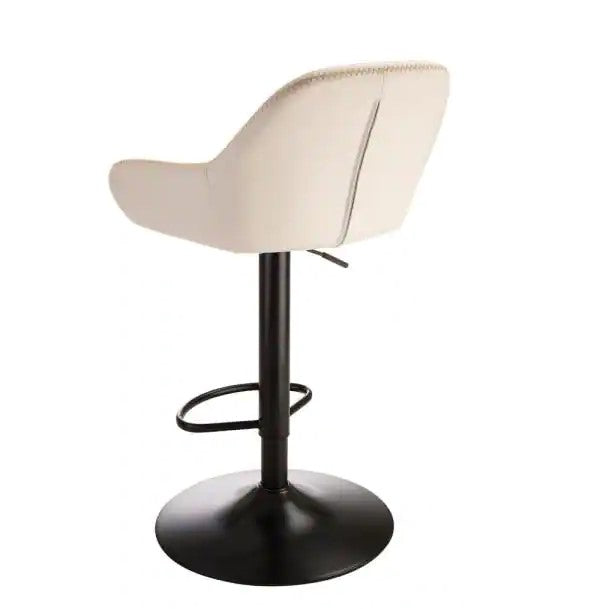 42 in. Mid-Century Modern Coconut Milk Leatherette Gaslift Adjustable Swivel Bar Stool, set of 2