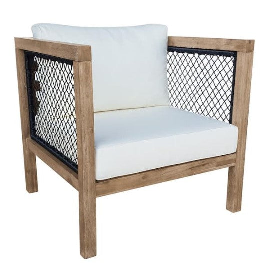 Cushioned Acacia Wood Outdoor Lounge Chair